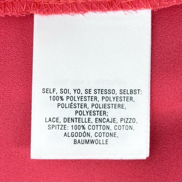 Anthropologie Meadow Rue Red Chiffon Roll-Tab Sleeve Popover Tunic Blouse Top - Picture 10 of 10